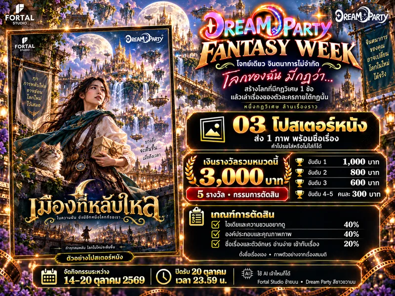 โปสเตอร์ Fantasy Week หมวด 3 — โปสเตอร์หนัง เงินรางวัลรวม 3,000 บาท